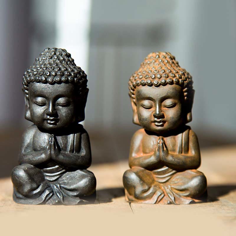 Nimara Ritual Handmade Small Sakyamuni Buddha Iron Powder Rust Cast Resin Statue Decoration