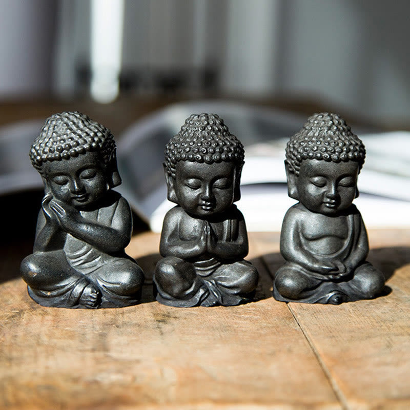 Nimara Ritual Handmade Small Sakyamuni Buddha Iron Powder Rust Cast Resin Statue Decoration