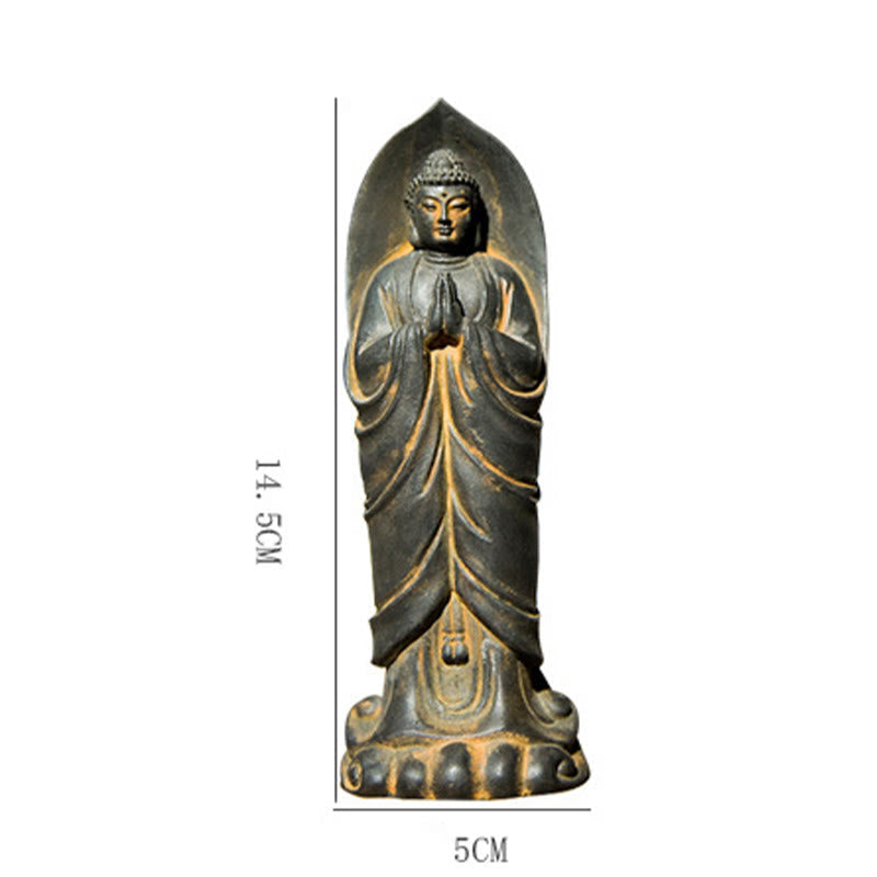 Nimara Ritual Handmade Sakyamuni Buddha Namaste Iron Powder Rust Cast Resin Statue Decoration