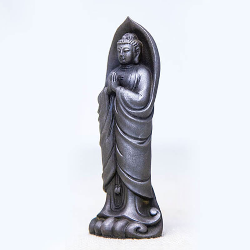 Nimara Ritual Handmade Sakyamuni Buddha Namaste Iron Powder Rust Cast Resin Statue Decoration