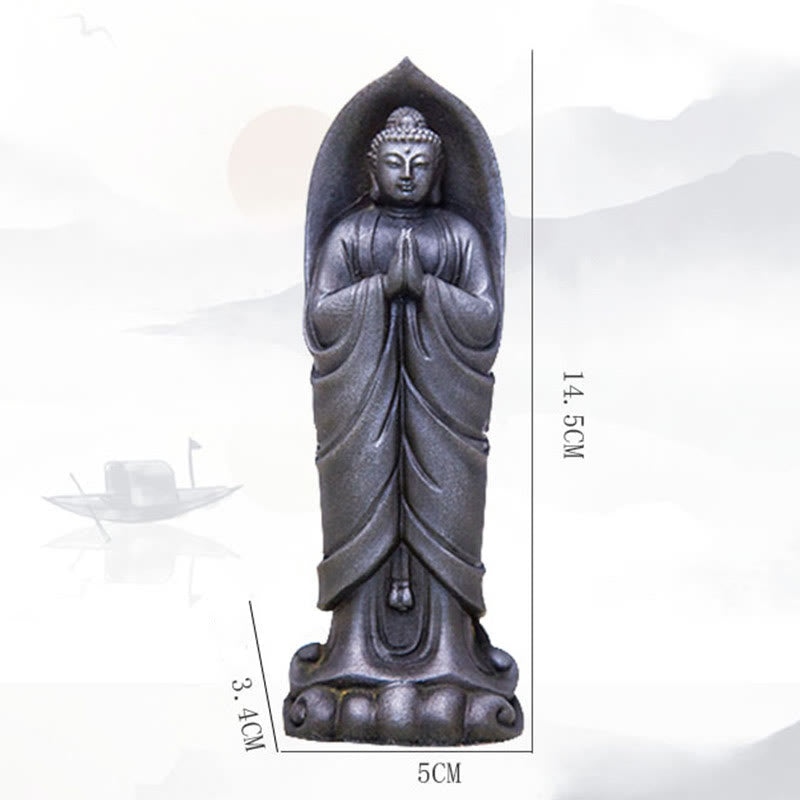 Nimara Ritual Handmade Sakyamuni Buddha Namaste Iron Powder Rust Cast Resin Statue Decoration