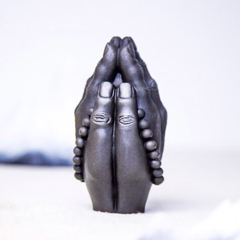 Nimara Ritual Handmade Buddha Hand Namaste Iron Powder Rust Cast Resin Statue Decoration