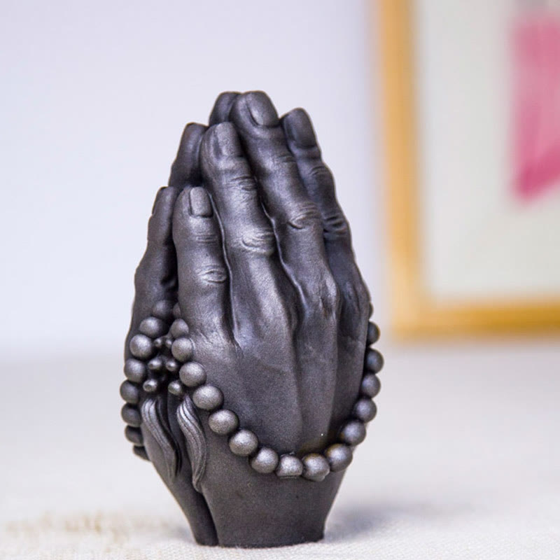 Nimara Ritual Handmade Buddha Hand Namaste Iron Powder Rust Cast Resin Statue Decoration