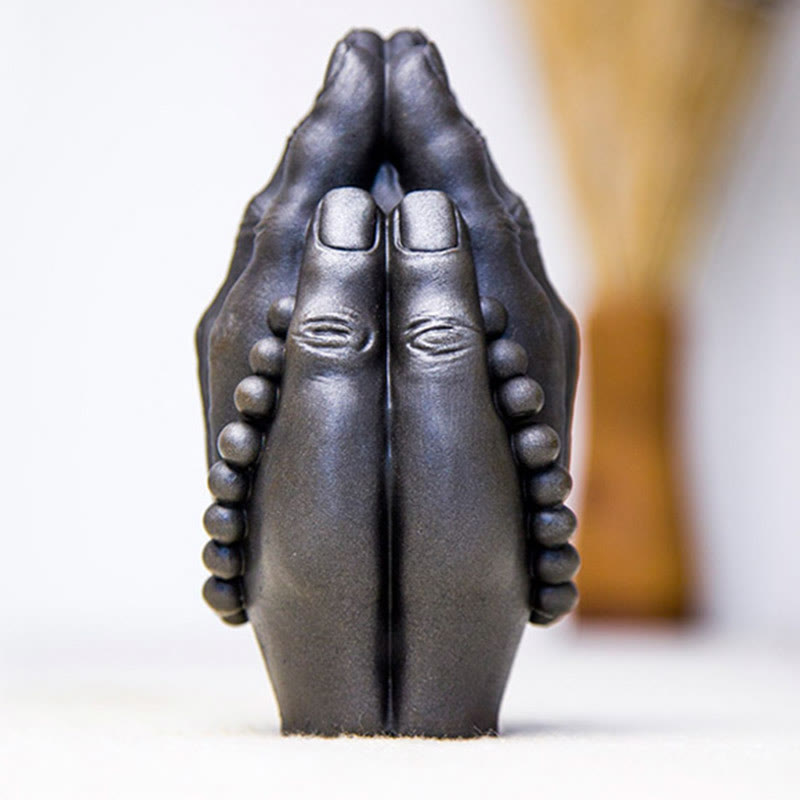 Nimara Ritual Handmade Buddha Hand Namaste Iron Powder Rust Cast Resin Statue Decoration