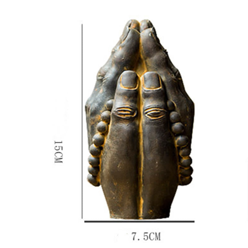 Nimara Ritual Handmade Buddha Hand Namaste Iron Powder Rust Cast Resin Statue Decoration