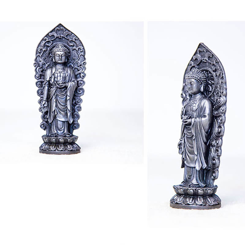 Nimara Ritual Handmade Amitabha Guanyin Avalokitesvara Mahasthamaprapta Iron Powder Rust Cast Resin Statue Decoration