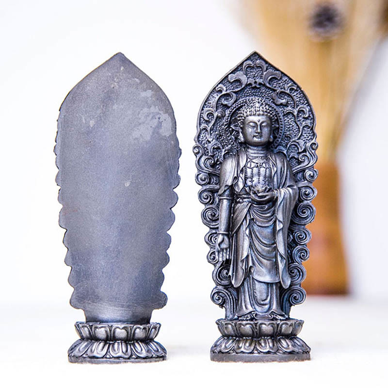 Nimara Ritual Handmade Amitabha Guanyin Avalokitesvara Mahasthamaprapta Iron Powder Rust Cast Resin Statue Decoration