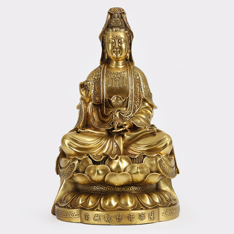 Nimara Ritual Kwan Yin Avalokitesvara Wealth Brass Copper Statue Home Desk Decoration