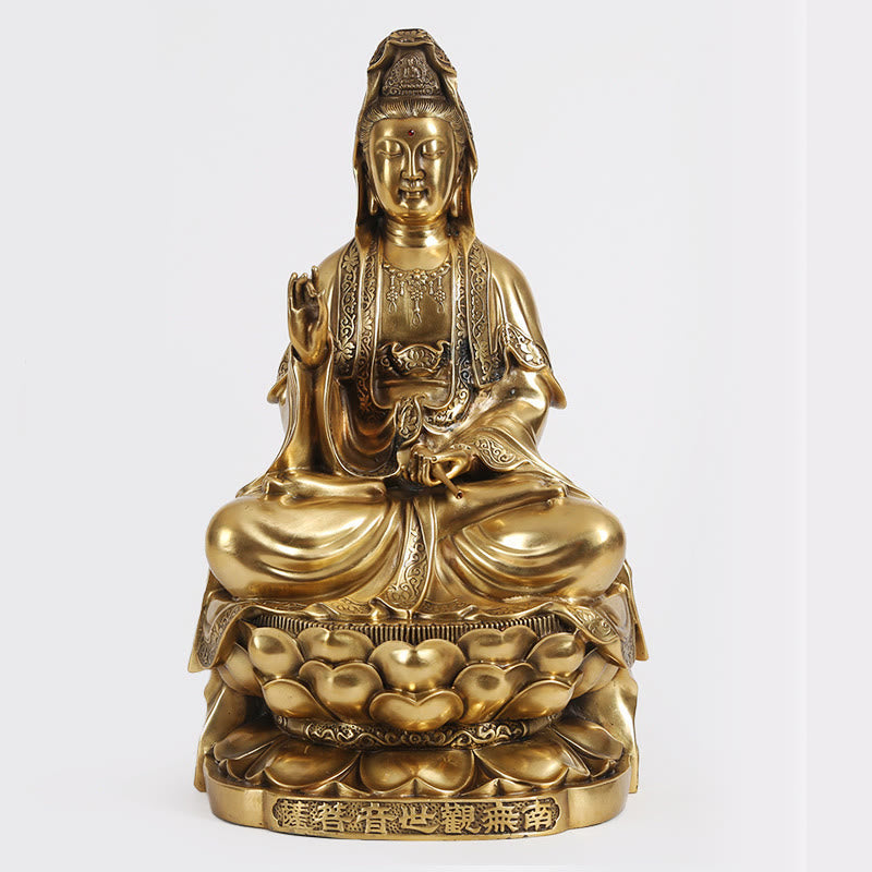 Nimara Ritual Kwan Yin Avalokitesvara Wealth Brass Copper Statue Home Desk Decoration