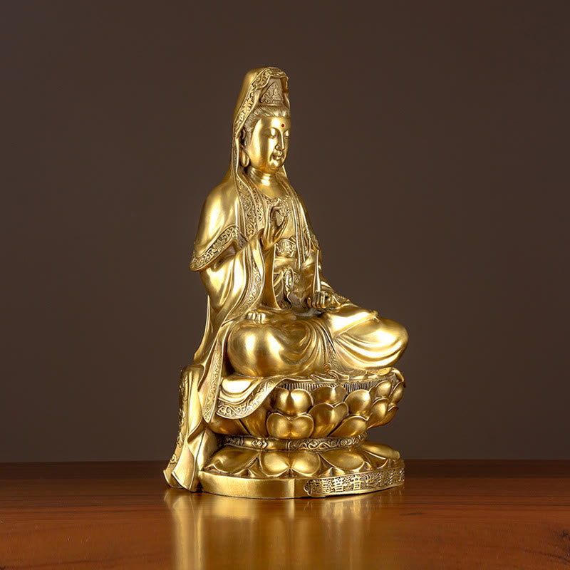 Nimara Ritual Kwan Yin Avalokitesvara Wealth Brass Copper Statue Home Desk Decoration