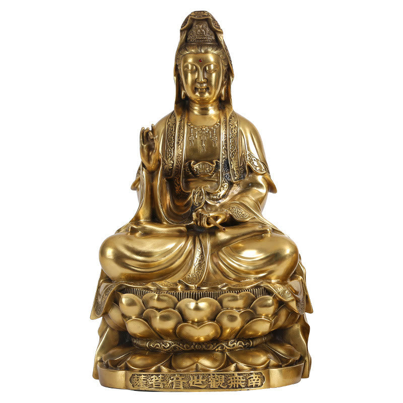 Nimara Ritual Kwan Yin Avalokitesvara Wealth Brass Copper Statue Home Desk Decoration