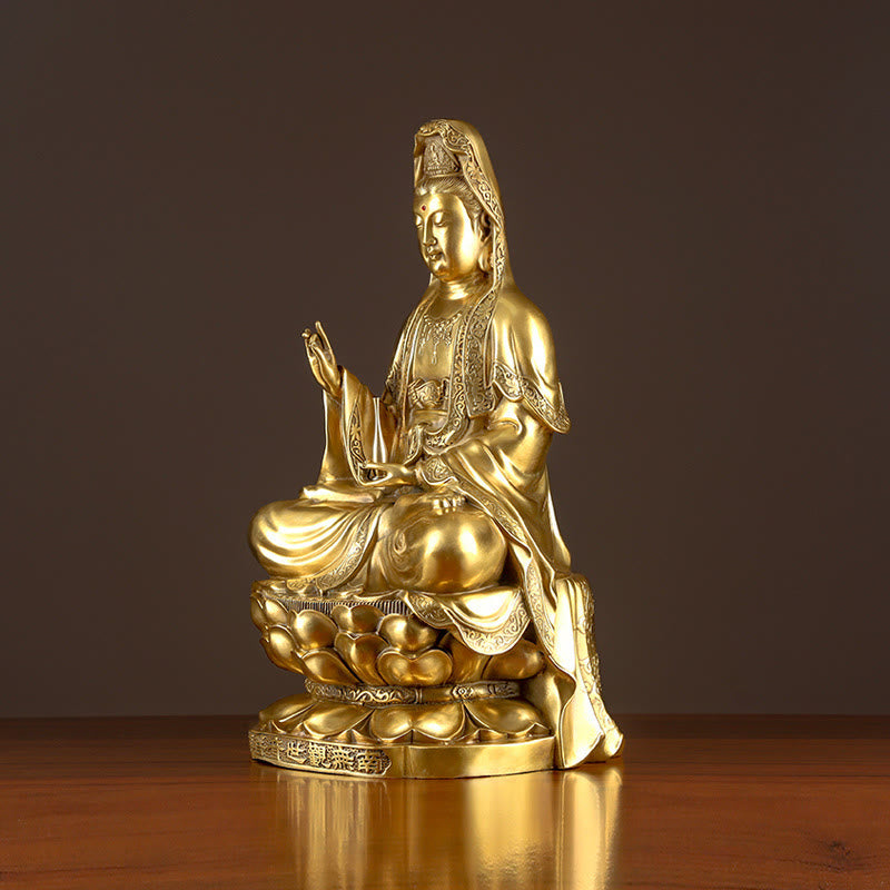 Nimara Ritual Kwan Yin Avalokitesvara Wealth Brass Copper Statue Home Desk Decoration