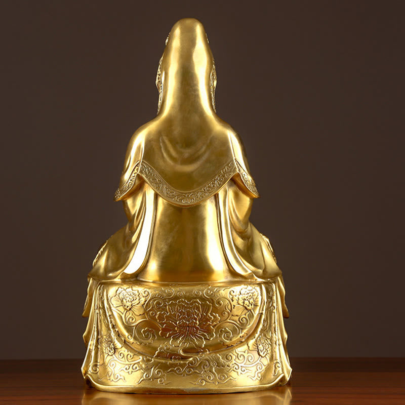 Nimara Ritual Kwan Yin Avalokitesvara Wealth Brass Copper Statue Home Desk Decoration