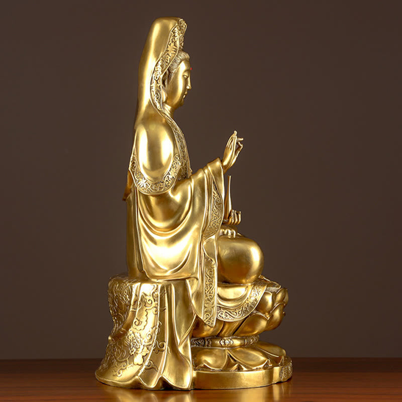 Nimara Ritual Kwan Yin Avalokitesvara Wealth Brass Copper Statue Home Desk Decoration