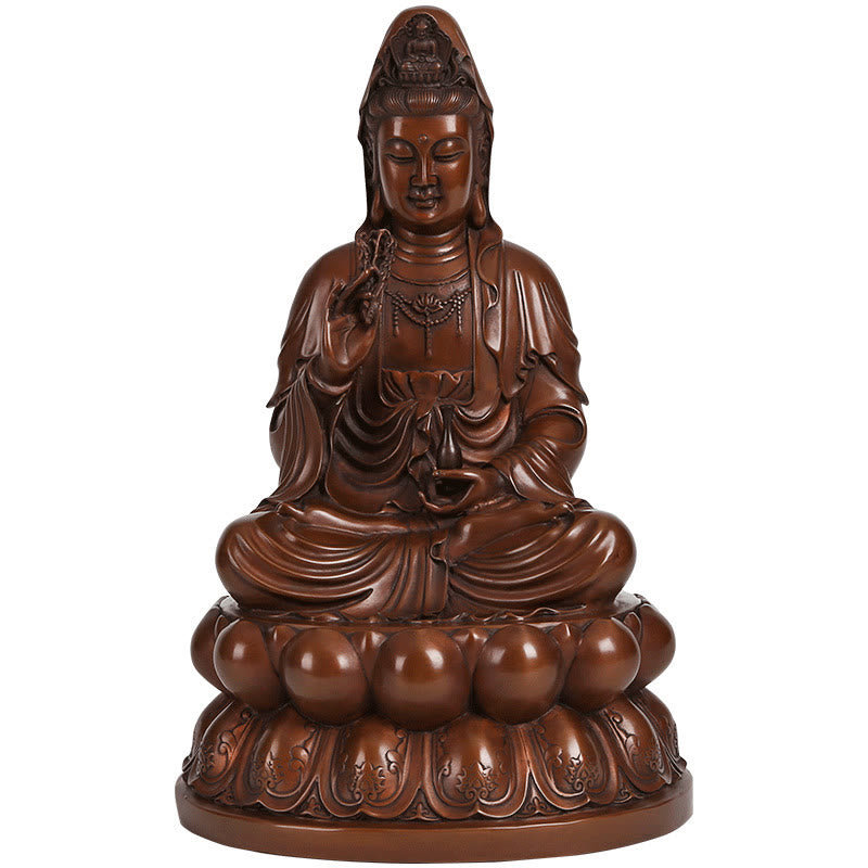 Nimara Ritual Kwan Yin Avalokitesvara Lotus Wealth Copper Statue Home Desk Decoration