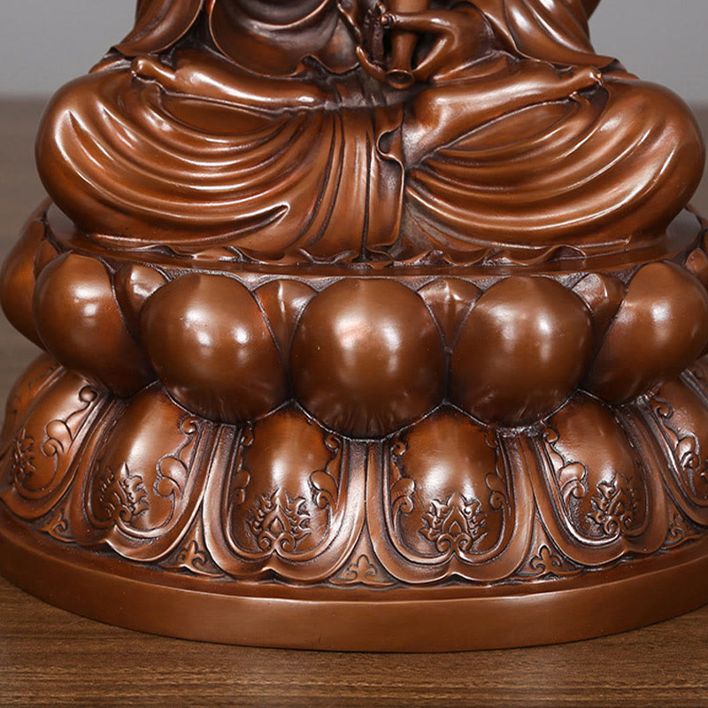 Nimara Ritual Kwan Yin Avalokitesvara Lotus Wealth Copper Statue Home Desk Decoration