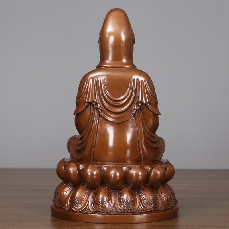Nimara Ritual Kwan Yin Avalokitesvara Lotus Wealth Copper Statue Home Desk Decoration