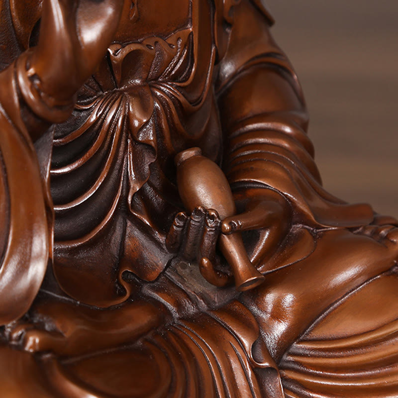 Nimara Ritual Kwan Yin Avalokitesvara Lotus Wealth Copper Statue Home Desk Decoration