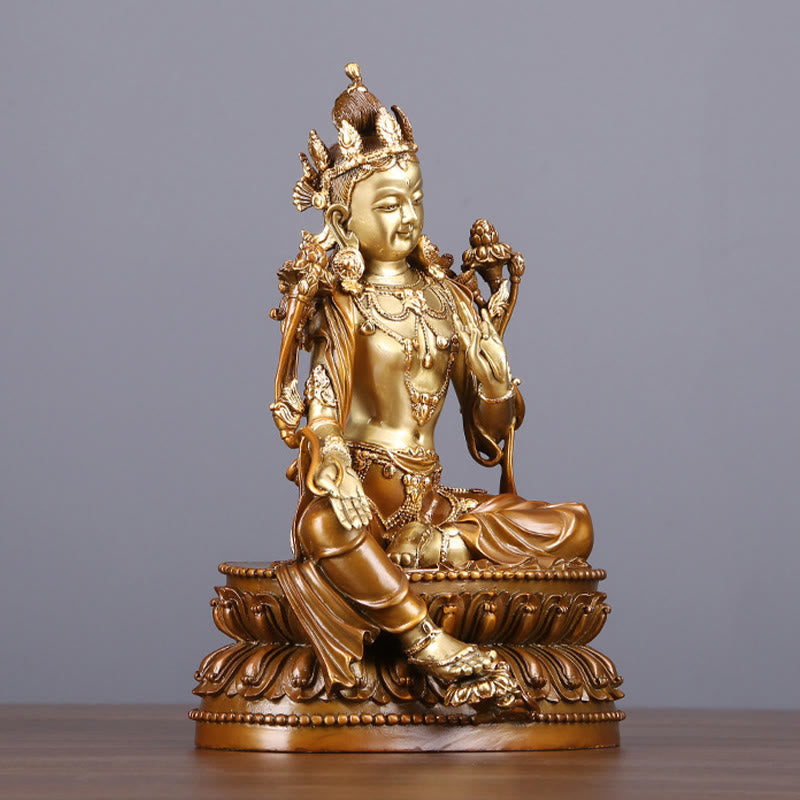 Nimara Ritual Bodhisattva Green Tara Figurine Protection Brass Copper Statue Home Offering Decoration