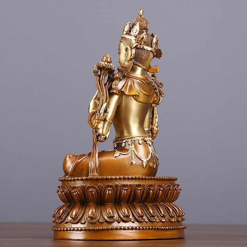Nimara Ritual Bodhisattva Green Tara Figurine Protection Brass Copper Statue Home Offering Decoration