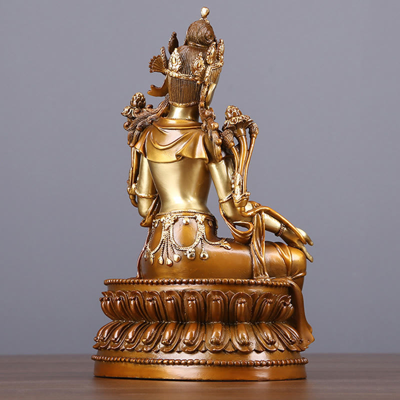 Nimara Ritual Bodhisattva Green Tara Figurine Protection Brass Copper Statue Home Offering Decoration