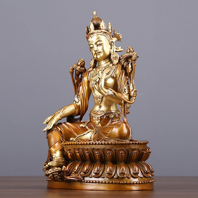 Nimara Ritual Bodhisattva Green Tara Figurine Protection Brass Copper Statue Home Offering Decoration