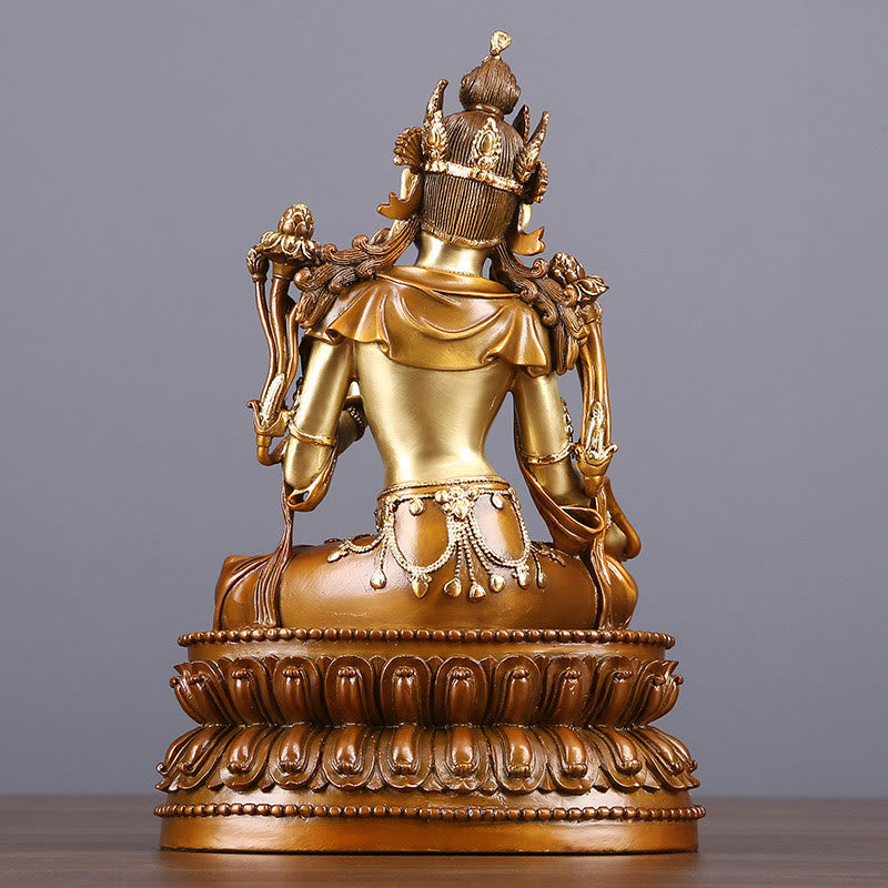 Nimara Ritual Bodhisattva Green Tara Figurine Protection Brass Copper Statue Home Offering Decoration