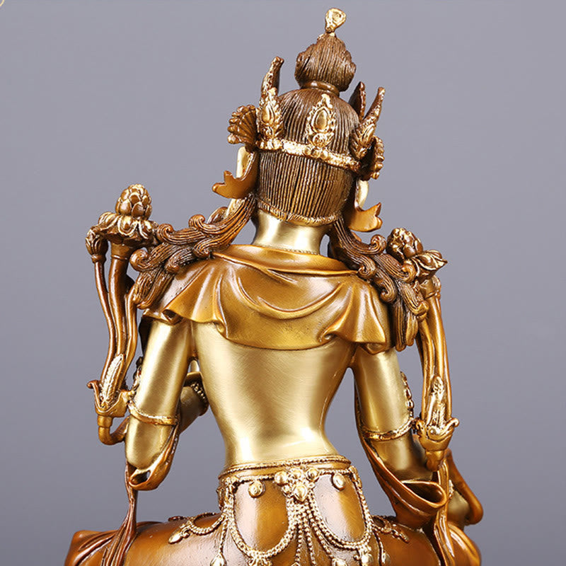 Nimara Ritual Bodhisattva Green Tara Figurine Protection Brass Copper Statue Home Offering Decoration