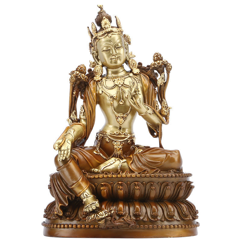 Nimara Ritual Bodhisattva Green Tara Figurine Protection Brass Copper Statue Home Offering Decoration