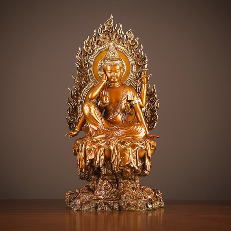 Nimara Ritual Kwan Yin Avalokitesvara Success Brass Copper Statue Home Desk Altar Decoration