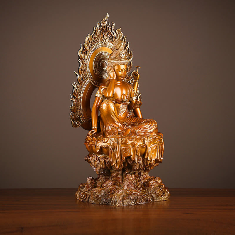 Nimara Ritual Kwan Yin Avalokitesvara Success Brass Copper Statue Home Desk Altar Decoration