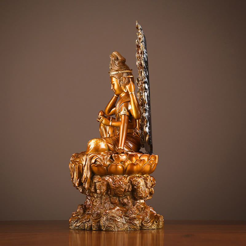 Nimara Ritual Kwan Yin Avalokitesvara Success Brass Copper Statue Home Desk Altar Decoration