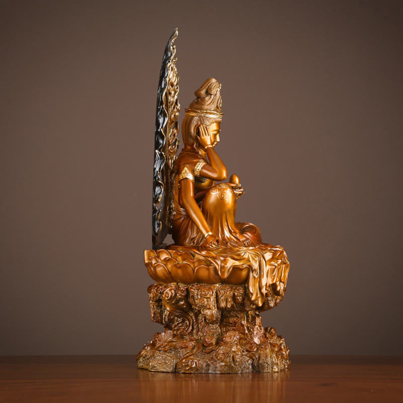 Nimara Ritual Kwan Yin Avalokitesvara Success Brass Copper Statue Home Desk Altar Decoration