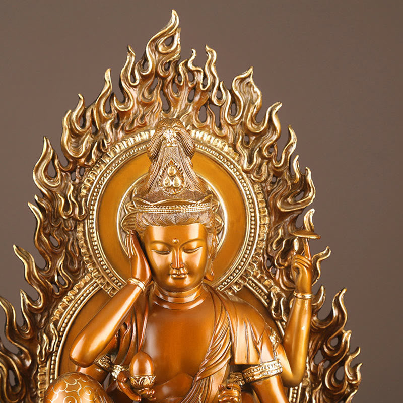 Nimara Ritual Kwan Yin Avalokitesvara Success Brass Copper Statue Home Desk Altar Decoration