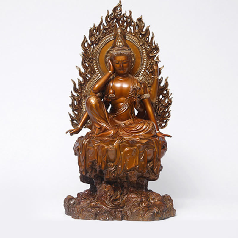 Nimara Ritual Kwan Yin Avalokitesvara Success Brass Copper Statue Home Desk Altar Decoration