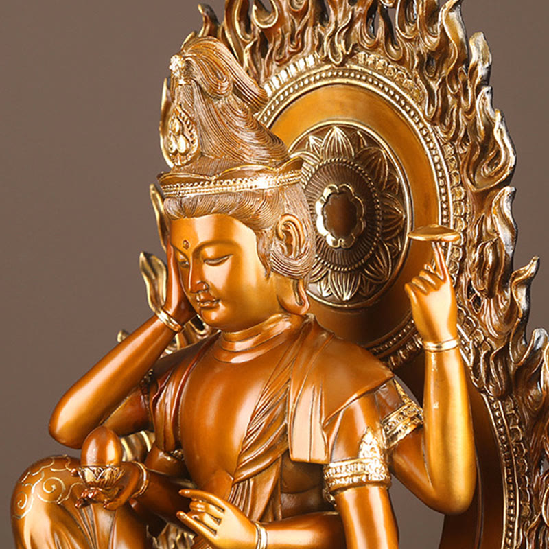 Nimara Ritual Kwan Yin Avalokitesvara Success Brass Copper Statue Home Desk Altar Decoration