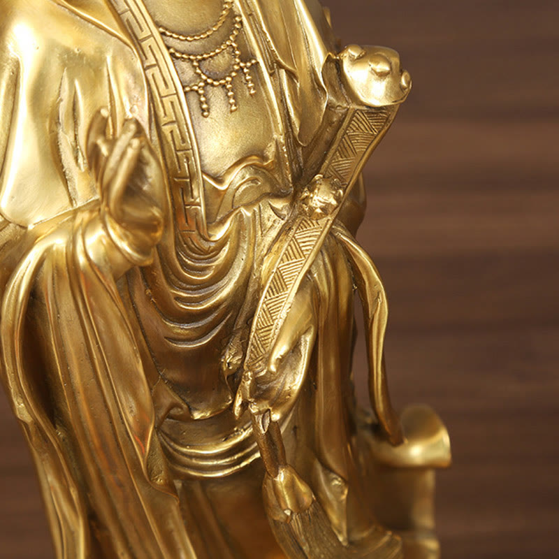 Nimara Ritual Golden Standing Kwan Yin Avalokitesvara Wealth Brass Copper Statue Home Desk Decoration