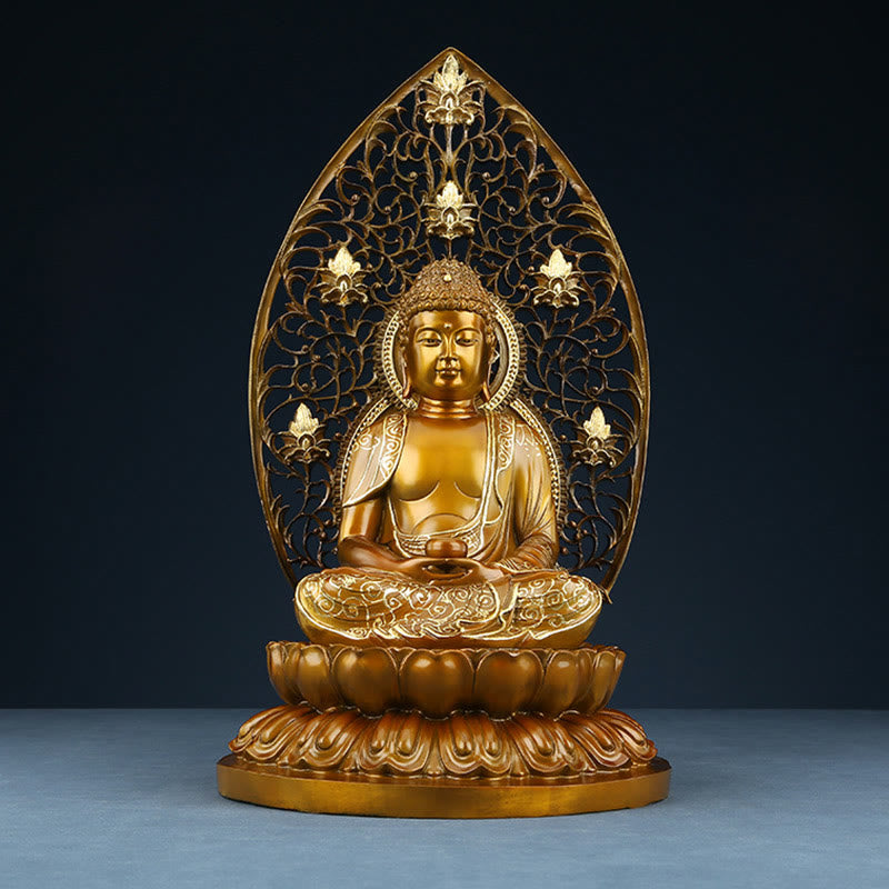 Nimara Ritual Sakyamuni Amitabha Medicine Buddha Figurine Serenity Copper Statue Home Offering Decoration