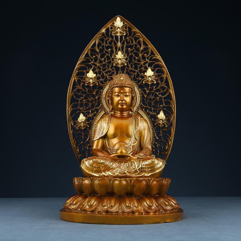 Nimara Ritual Sakyamuni Amitabha Medicine Buddha Figurine Serenity Copper Statue Home Offering Decoration