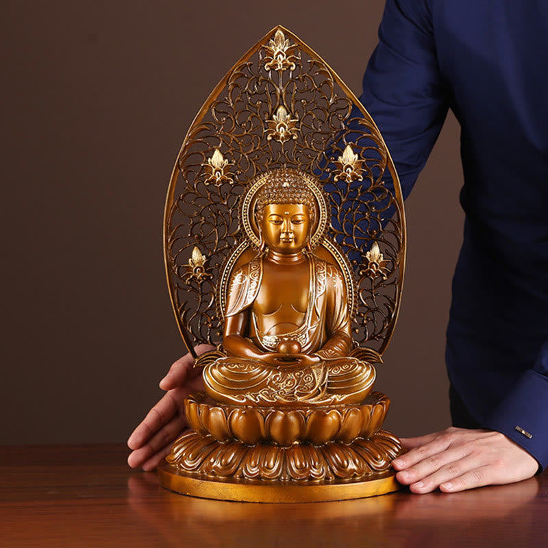Nimara Ritual Sakyamuni Amitabha Medicine Buddha Figurine Serenity Copper Statue Home Offering Decoration