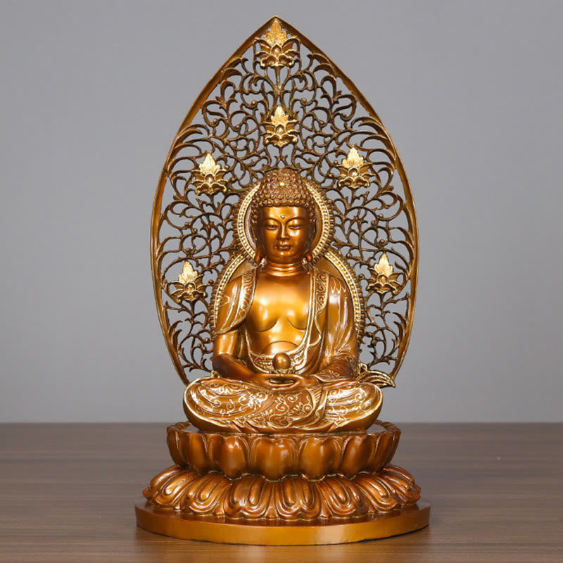 Nimara Ritual Sakyamuni Amitabha Medicine Buddha Figurine Serenity Copper Statue Home Offering Decoration