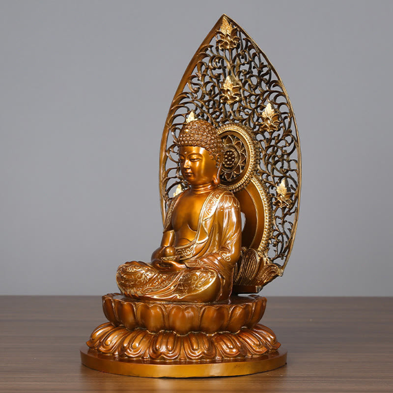 Nimara Ritual Sakyamuni Amitabha Medicine Buddha Figurine Serenity Copper Statue Home Offering Decoration