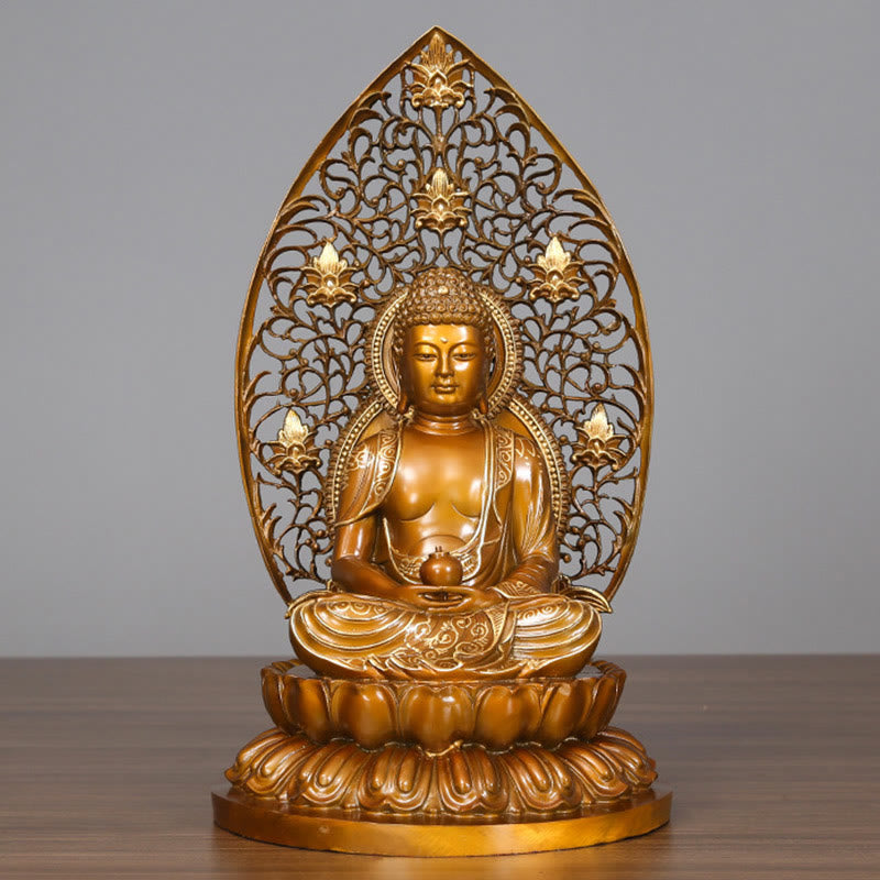 Nimara Ritual Sakyamuni Amitabha Medicine Buddha Figurine Serenity Copper Statue Home Offering Decoration
