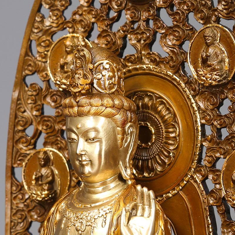 Nimara Ritual Kwan Yin Avalokitesvara Aura Harmony Brass Copper Statue Home Desk Decoration