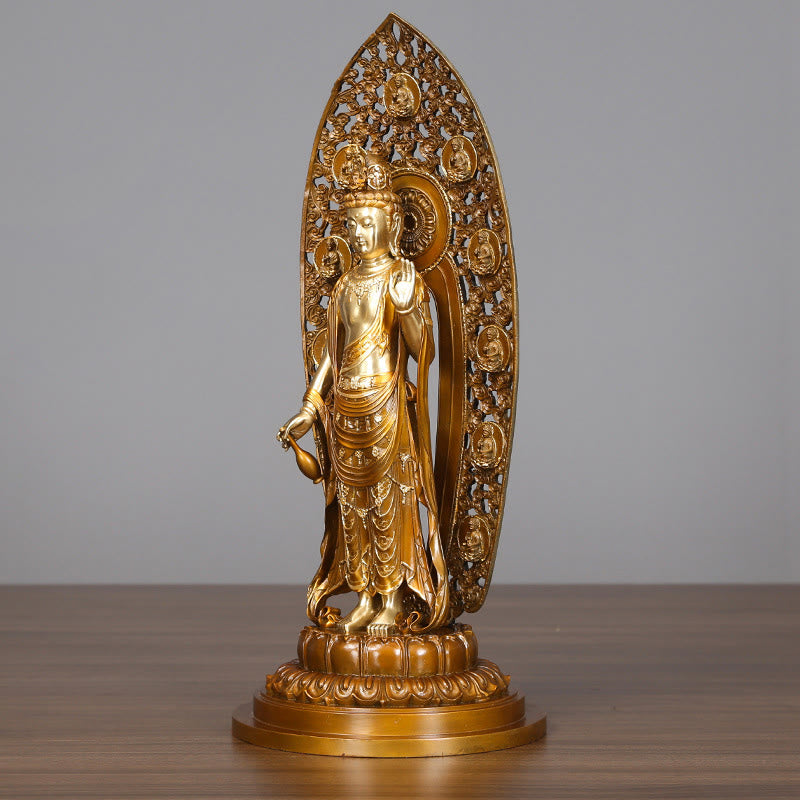 Nimara Ritual Kwan Yin Avalokitesvara Aura Harmony Brass Copper Statue Home Desk Decoration