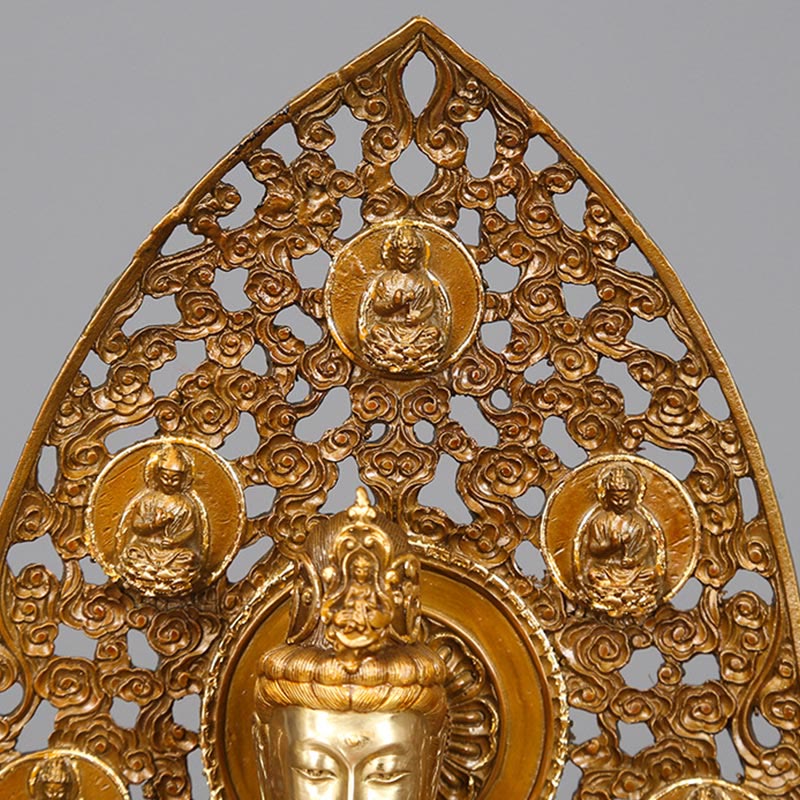 Nimara Ritual Kwan Yin Avalokitesvara Aura Harmony Brass Copper Statue Home Desk Decoration
