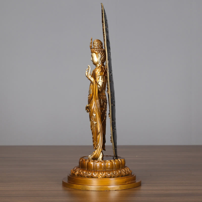 Nimara Ritual Kwan Yin Avalokitesvara Aura Harmony Brass Copper Statue Home Desk Decoration