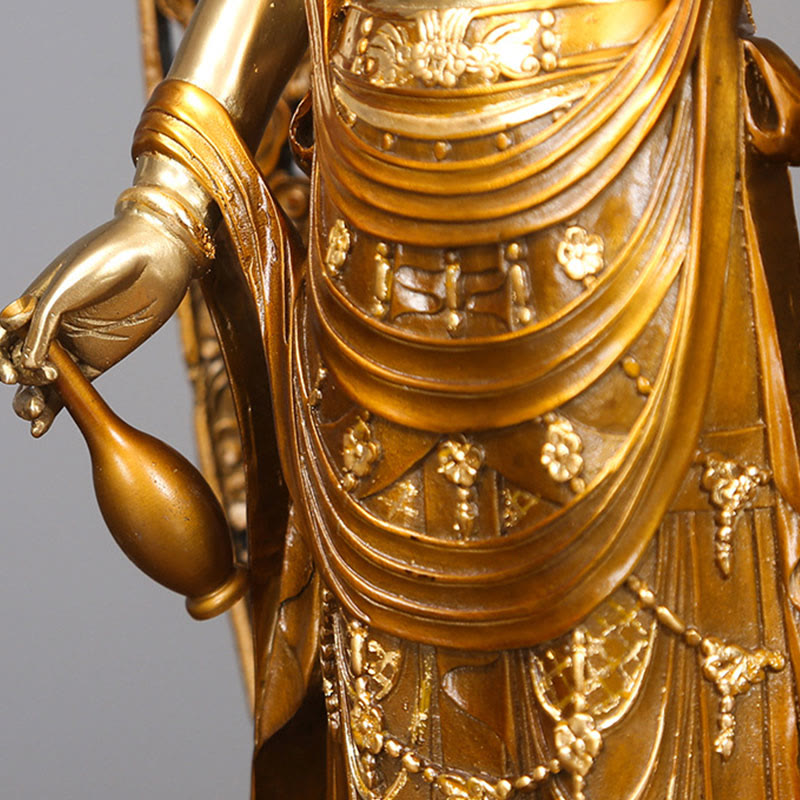 Nimara Ritual Kwan Yin Avalokitesvara Aura Harmony Brass Copper Statue Home Desk Decoration