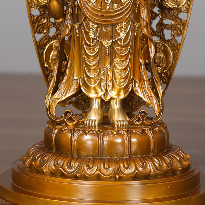Nimara Ritual Kwan Yin Avalokitesvara Aura Harmony Brass Copper Statue Home Desk Decoration