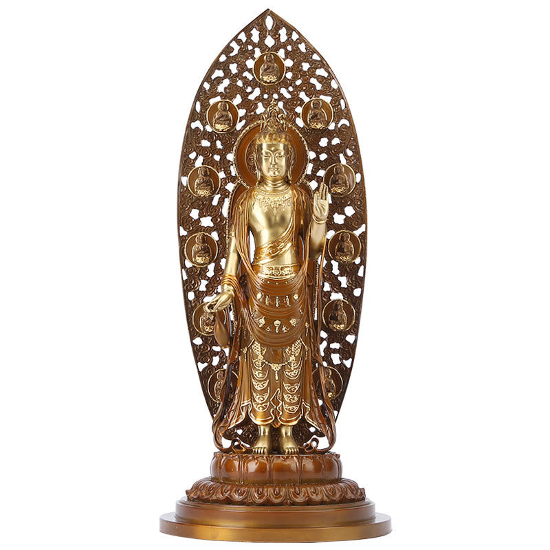 Nimara Ritual Kwan Yin Avalokitesvara Aura Harmony Brass Copper Statue Home Desk Decoration